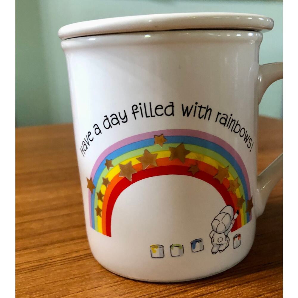 Have a Rainbow Day '83 Hallmark Vintage Mug w/Lid Have a Day Filled w/Love Pride